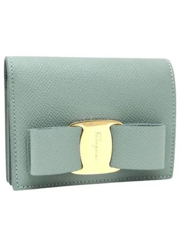 Vara Bow Gloss Flap Half Wallet Green - SALVATORE FERRAGAMO - BALAAN 2