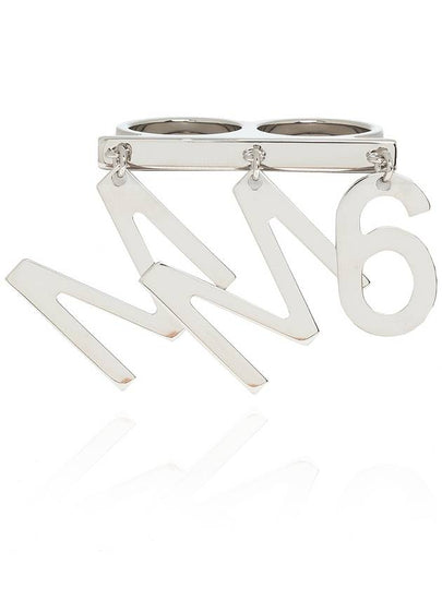 MM6 Margiela SILVER DOUBLE RING WITH CHARM - MAISON MARGIELA - BALAAN 2