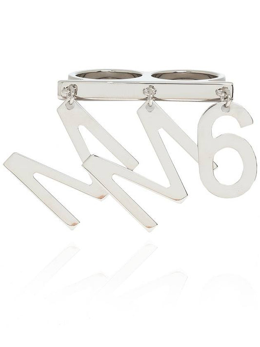 MM6 Margiela SILVER DOUBLE RING WITH CHARM - MAISON MARGIELA - BALAAN 2