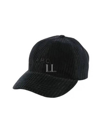 Charlie Embroidered Logo Corduroy Ball Cap Black - A.P.C. - BALAAN 2