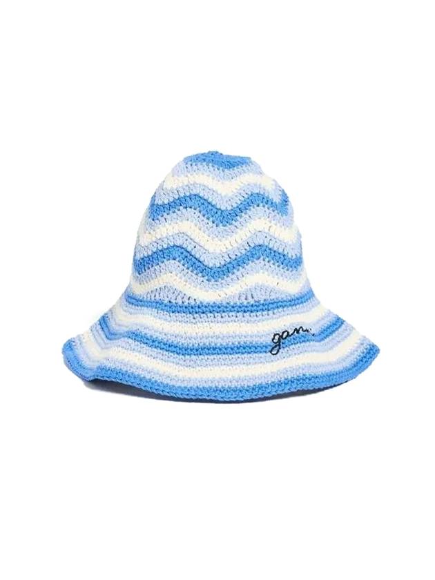 Cotton Crochet Bucket Hat Blue - GANNI - BALAAN 1