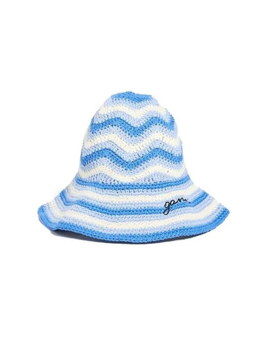 Cotton Crochet Bucket Hat Blue - GANNI - BALAAN 1