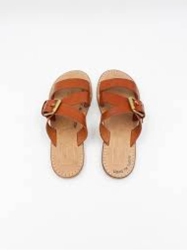 Resin Coated Leather Margaret Flat Sandals Brown - GOLDEN GOOSE - BALAAN 3