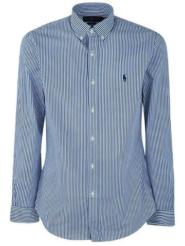 Striped Poplin Long Sleeve Shirt Blue - POLO RALPH LAUREN - BALAAN.