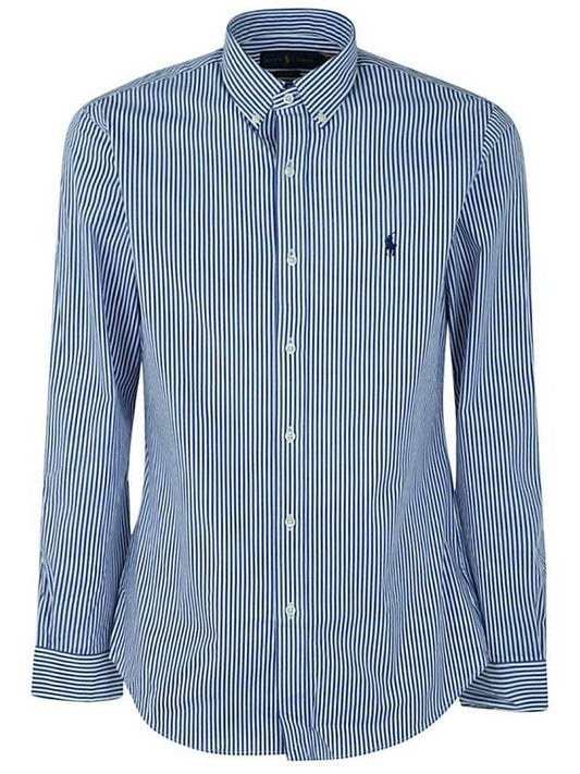 Striped Poplin Long Sleeve Shirt Blue - POLO RALPH LAUREN - BALAAN 1