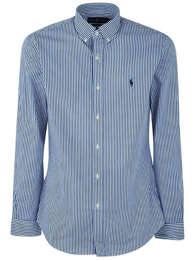 Embroidered Logo Pony Long Sleeve Shirt Blue - POLO RALPH LAUREN - BALAAN 1