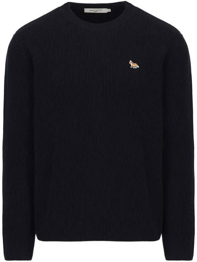 Men's Baby Fox Pullover Cotton Knit Top Navy - MAISON KITSUNE - BALAAN 2