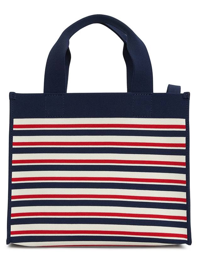 Logo Patch Striped Jacquard Tote Bag Navy - MARNI - BALAAN 4