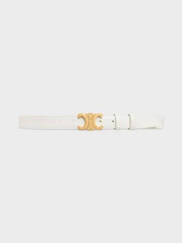 Triomphe Taurillon Medium Leather Belt White - CELINE - BALAAN 2