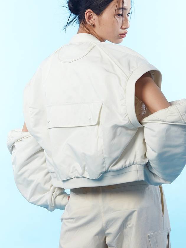 Sleeve Detouchable Reversible MA 1 Jacket Ivory - REAL ME ANOTHER ME - BALAAN 4