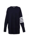 4 Bar Crew Neck Merino Wool Pullover Knit Top Navy - THOM BROWNE - BALAAN 2