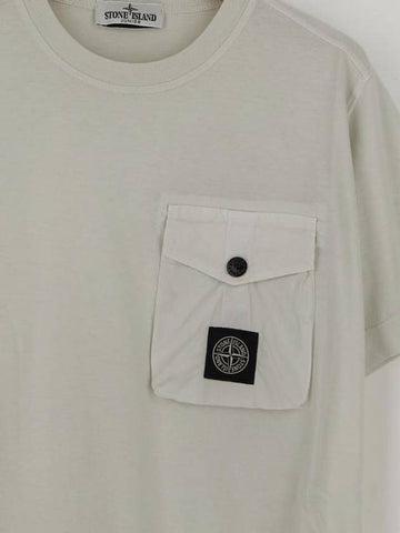 Kids Wappen Patch Pocket Short Sleeve T-Shirt Grey - STONE ISLAND - BALAAN 1