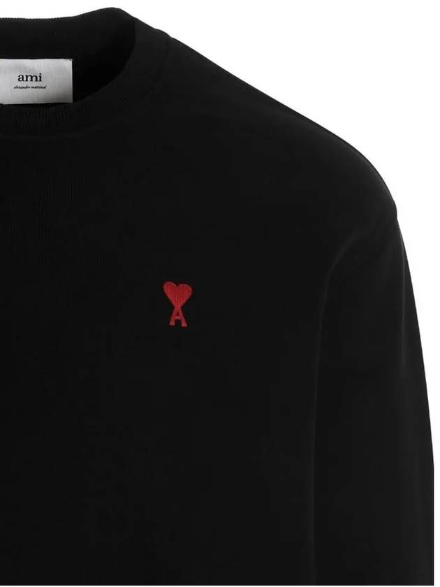 Small Heart Logo Sweatshirt Black - AMI - BALAAN 5