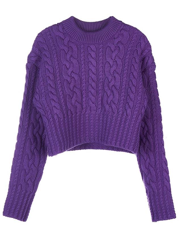 Cable Wool Knit Top Purple - AMI - BALAAN 11