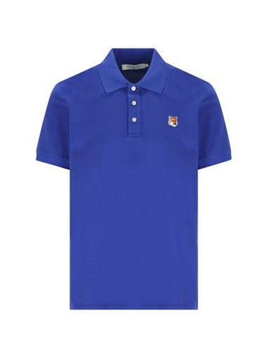 Fox Head Patch Classic Short Sleeve Polo Shirt Blue - MAISON KITSUNE - BALAAN 1