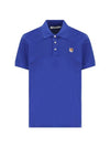 Fox Head Patch Classic Short Sleeve Polo Shirt Blue - MAISON KITSUNE - BALAAN 1