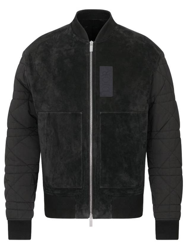 Men's Zipper Varsity Calfskin Bomber Jacket Black - DIOR - BALAAN 1