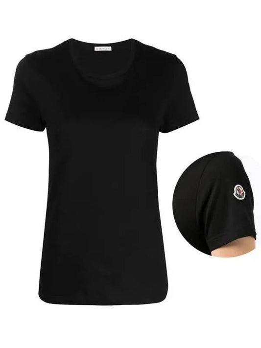 Cotton Logo Patch Short Sleeve T-Shirt Black - MONCLER - BALAAN.