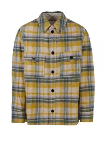 Homme Check Wool Over Shirt Yellow 23PVE0053HA A1D21H - ISABEL MARANT - BALAAN 1