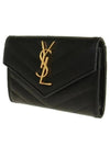 Monogram Envelope Small Half Wallet Black Gold - SAINT LAURENT - BALAAN 3