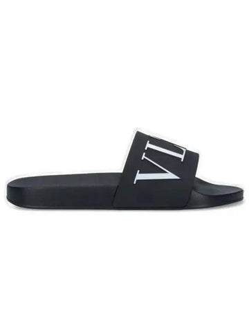 Logo Rubber Slide Slippers Black - VALENTINO - BALAAN 1