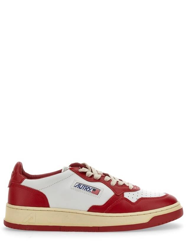 Men's Medalist Low Leather Sneakers White Red - AUTRY - BALAAN 2