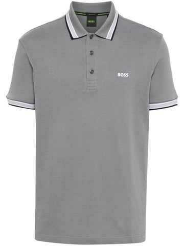 Paddy Cotton Short Sleeve Polo Shirt Grey - HUGO BOSS - BALAAN 1