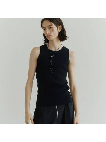 Square Neck Knit Sleeveless Black - NOIRER - BALAAN 1