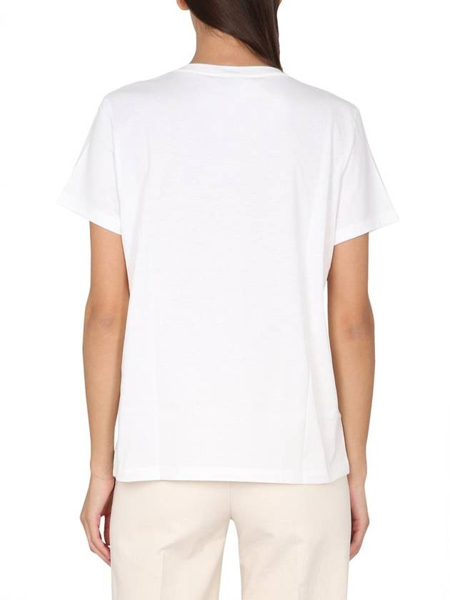 Women's Embroidered Cotton Short Sleeve T-Shirt Ivory - MAX MARA - BALAAN 4