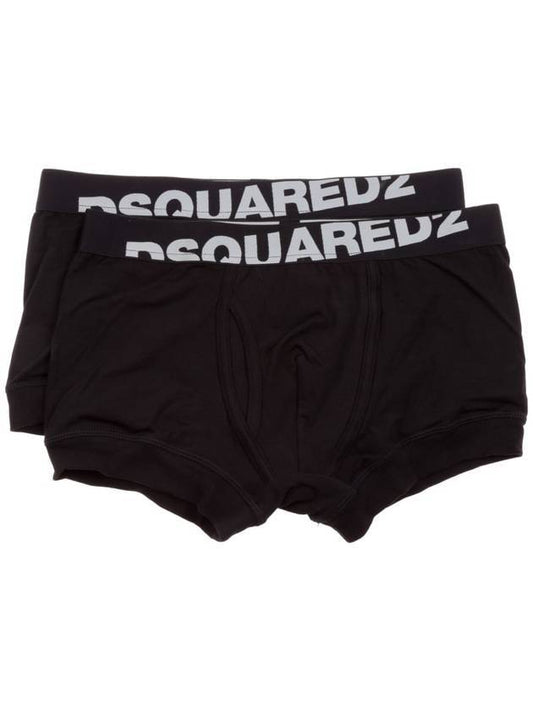 Basic Logo Trunk Briefs 2 Pack Black - DSQUARED2 - BALAAN 1