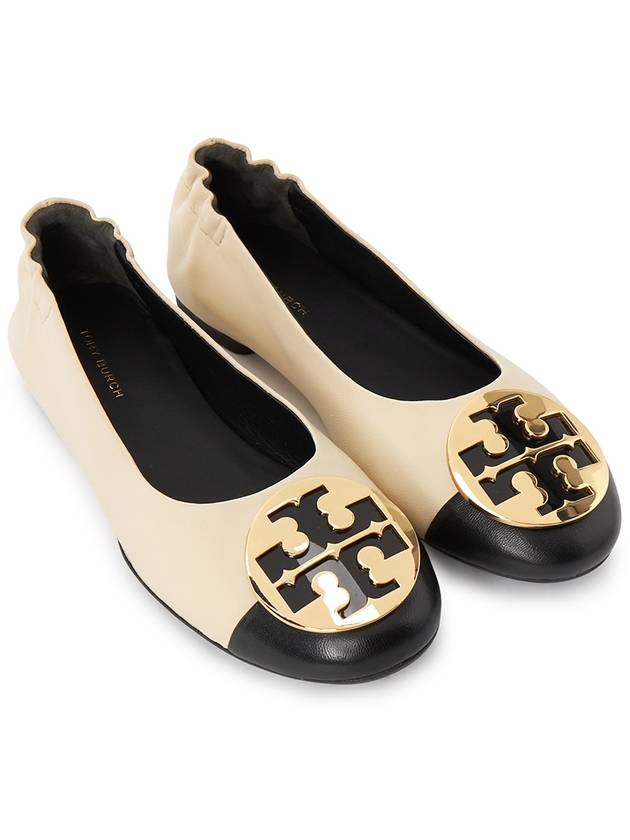 Claire Ballerina Flat Cream Black - TORY BURCH - BALAAN.