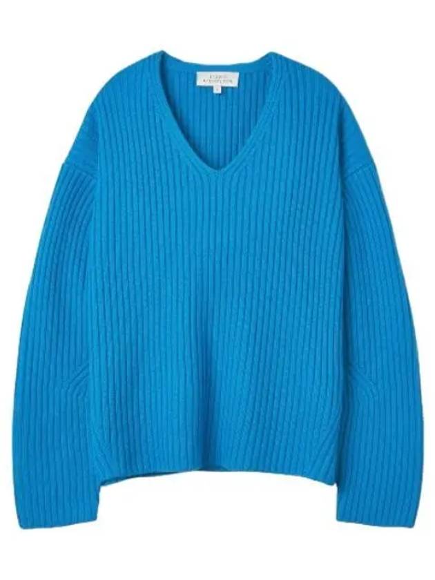 Merino rib V neck knit Olympic blue - STUDIO NICHOLSON - BALAAN 1