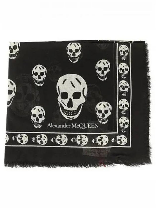 Skull Print Scarf Black - ALEXANDER MCQUEEN - BALAAN 2