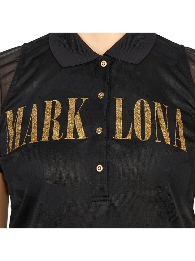 Golf Gauge Jacquard MLW 3A AP05 BLACK Women s Collar Short Sleeve T Shirt Regular Fit - MARK & LONA - BALAAN 9