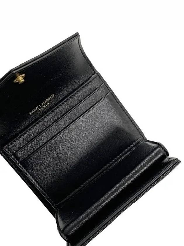 Monogram Cassandra Matelasse Half Wallet Black - SAINT LAURENT - BALAAN 8