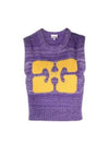 Logo Graphic Cropped Wool Vest Purple - GANNI - BALAAN 2