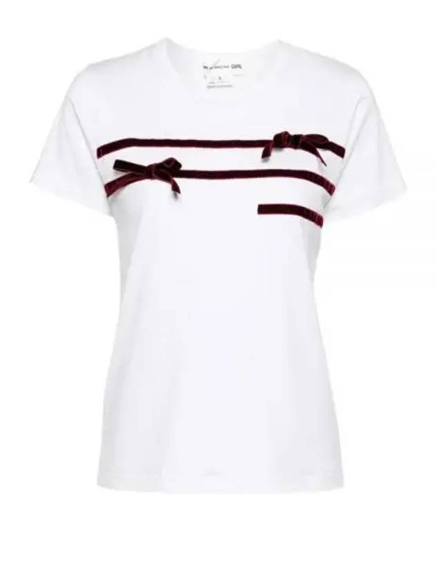 Velvet Ribbon Short Sleeve T-Shirt White - COMME DES GARCONS - BALAAN 2