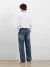 Denim One Tuck Wide Pants D Blue - CORK - BALAAN 3