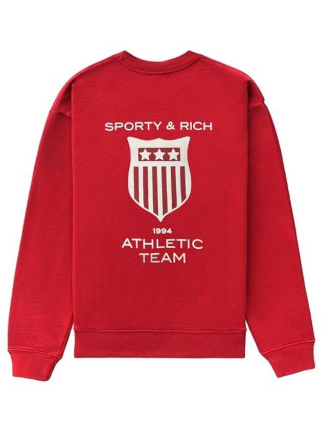 Athletic Team Crew Neck Cotton Sweatshirt Red - SPORTY & RICH - BALAAN 3