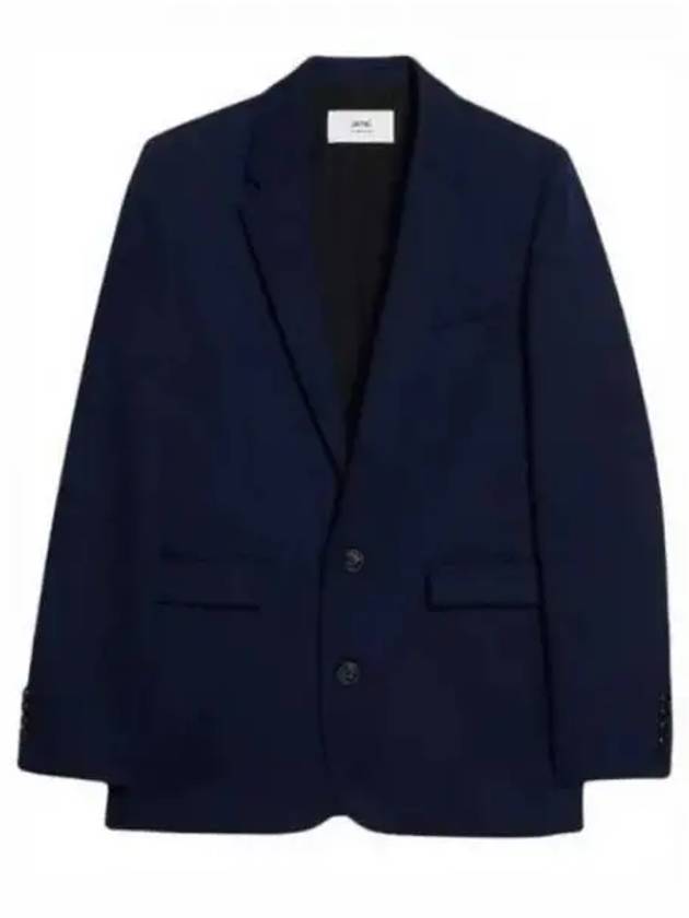 Breasted Wool Blazer Jacket Nautic Blue - AMI - BALAAN 2