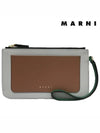 Color Block Saffiano Handle Pouch Bag Brown Grey - MARNI - BALAAN 3