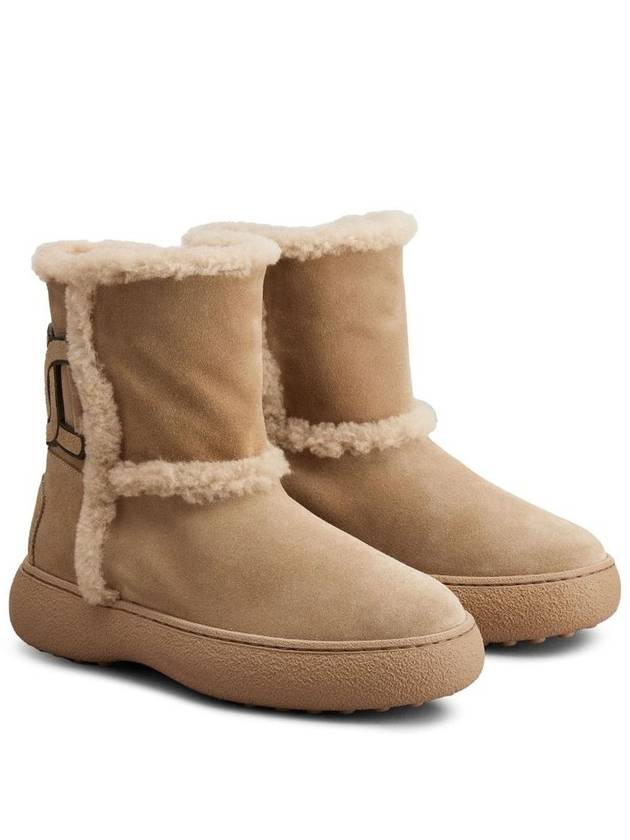 Women's Kate Shearling Suede Ankle Boots Beige - TOD'S - BALAAN 3