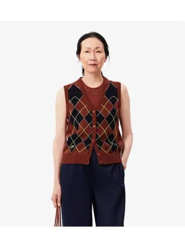 Women s Argyle Sweater Vest Brown - LACOSTE - BALAAN 1