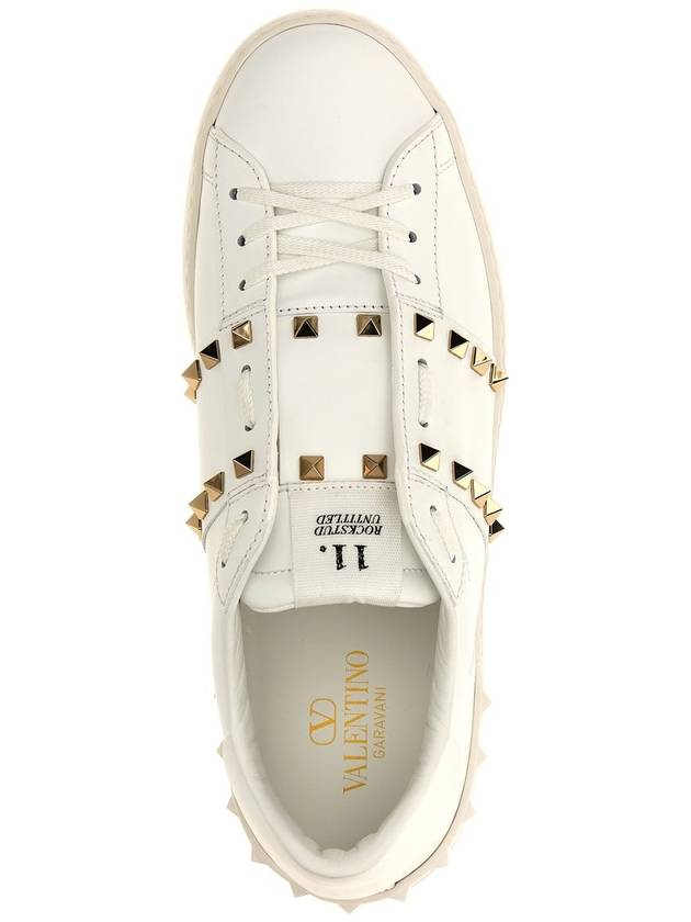 Rockstud Untitled Calfskin Low Top Sneakers White - VALENTINO - BALAAN 5