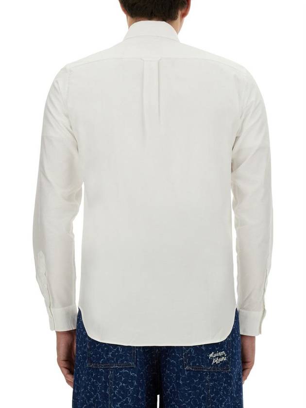 Fox Head Embroidery Long Sleeve Shirt White - MAISON KITSUNE - BALAAN 4