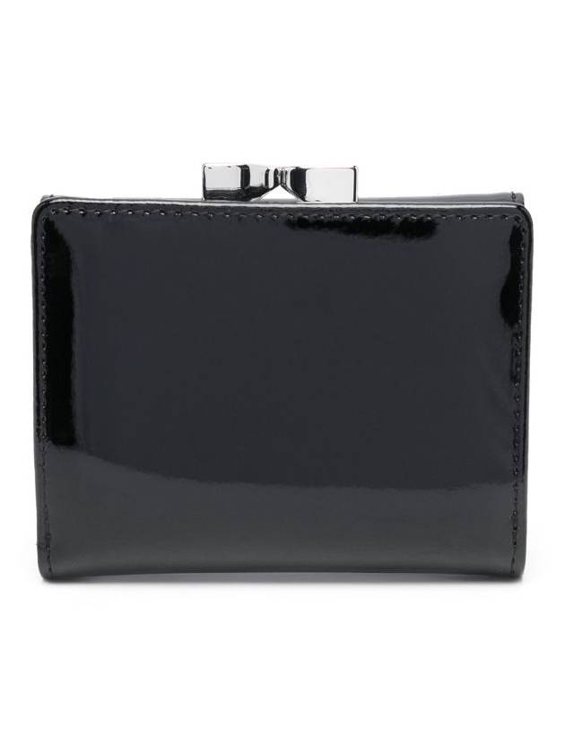 Shiny Patent Small Frame Leather Card Wallet Black - VIVIENNE WESTWOOD - BALAAN.