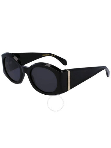 Salvatore Ferragamo Dark Grey Oval Ladies Sunglasses SF2008S 001 55 - SALVATORE FERRAGAMO - BALAAN 1