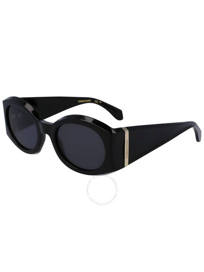 Eyewear Logo Oval Sunglasses Black - SALVATORE FERRAGAMO - BALAAN 2