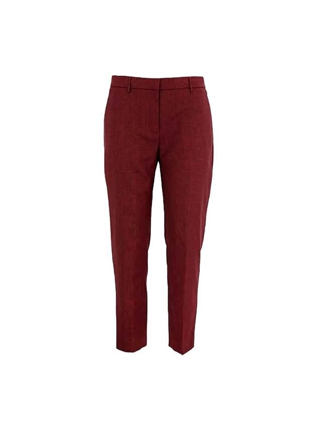 Women's Wiluna Pattern Wool Slim Fit Pants Red - BURBERRY - BALAAN 1