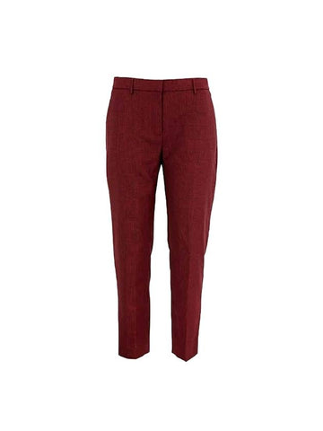 Women's Wiluna Pattern Wool Slim Fit Pants Red - BURBERRY - BALAAN 1